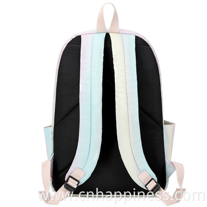 Wholesale Travel Fashion Funny Schoolbags Set With Laptop Backpacks Insulated Picnic Bag Pencil Case Rainbow Backpack For Girls